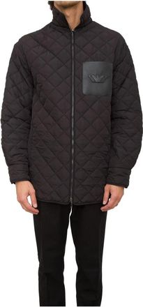 Emporio Armani Zwarte Blouson Jas - Heren - Zomerjassen - Zwart - M - Polyester - Jassen