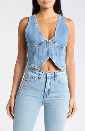 Good American Crop Denim Vest in Indigo895 at Nordstrom Rack, Size X-Small