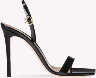 Gianvito Rossi Ribbon Stiletto Sandal in Black Leather at Nordstrom, Size 40.5