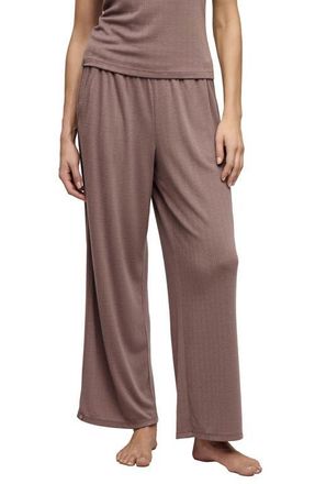 Barefoot Dreams Scalloped Trim Pointelle Wide Leg Pants in Sable at Nordstrom, Size X-Small