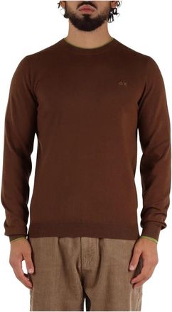 Sun 68 Pullover - Heren - Ronde hals truien - Bruin - S - Katoen - Truien & Vesten