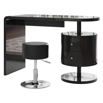 Vicco Lara, Nero lucido, 120 cm con sgabello Vicco