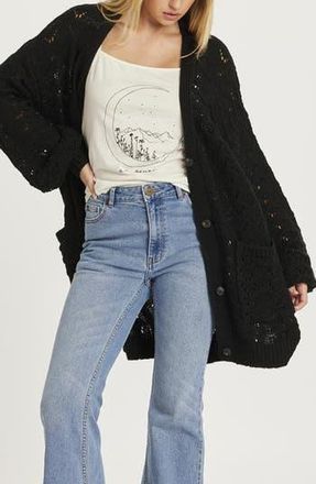 Amuse Society Dana Pointelle High-Low Cardigan in Black at Nordstrom Rack, Size X-Small