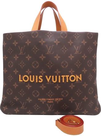 Louis Vuitton Monogram Brown Leather Tote Bag (Pre-Owned)