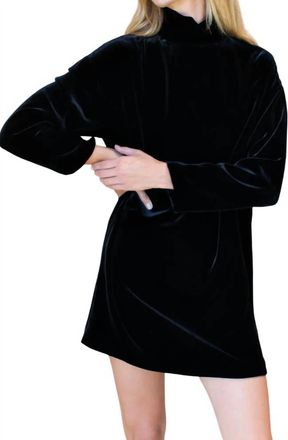 Emerson Fry Edie Turtleneck Dress In Black Silk Velvet