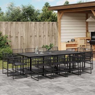 vidaXL Set De Comedor De Jard&iacute;n 13 Pzas Rat&aacute;n Sint&eacute;tico Negro Vidaxl