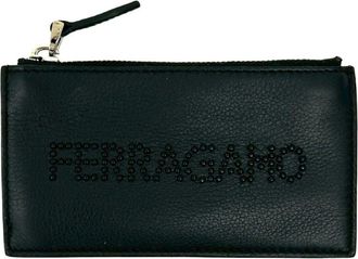 Ferragamo Black Red Color Leather Coin Purse/Coin Case (Pre-Owned)