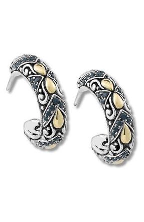 Samuel B. 18K Gold & Sterling Silver Hoop Earrings in Black at Nordstrom Rack