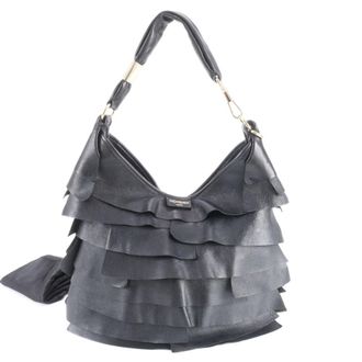 Saint Laurent Black Leather Shoulder Bag Tote Bag (Pre-Owned)