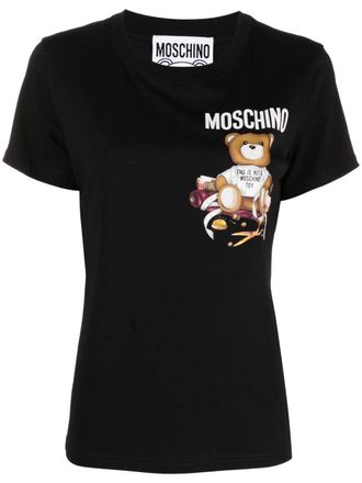 Moschino T-shirt met teddybeerprint - Zwart