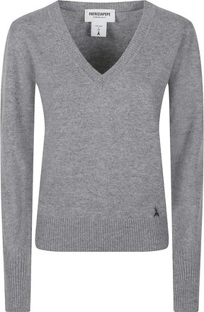 Patrizia Pepe V Neck Jumper - female - Patrizia Pepe - Cashmere Knitwear - Gray - S - Knitwear