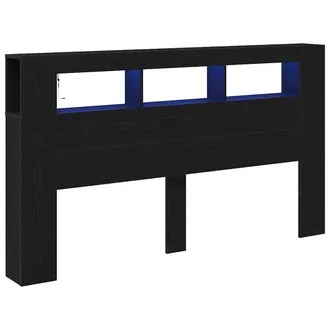 vidaXL Vidaxl - Testiera Led Con Lo Scaffale Rovere Nero 180 X 18.5 X 103.5 Cm