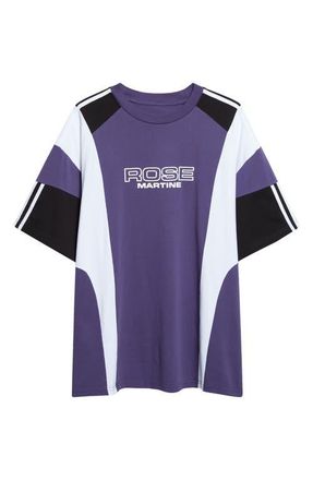 Martine Rose Paneled Oversize Logo T-Shirt in Purple Indigo at Nordstrom, Size Large