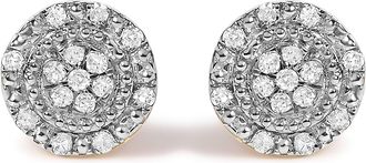 House of Brilliance 10K Yellow Gold 1/7 Cttw Diamond Beaded Halo Stud Earrings