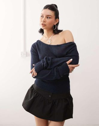 Motel suena asymmetric sweater in navy