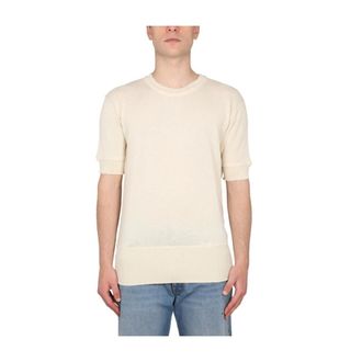 Maison Margiela Ribbed Short Sleeve Crew Neck T-Shirt - male - Maison Margiela - T-Shirts - White - L - Tops