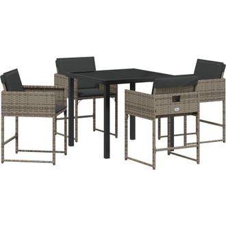 vidaXL Conjunto De Comedor De Jard&iacute;n Con Coj&iacute;n 5 Pcs Gris Polirat&aacute;n Vidaxl