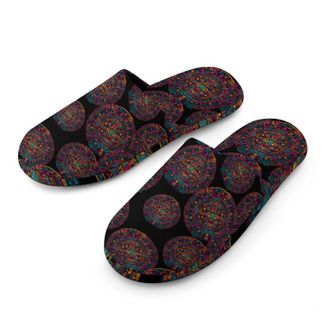 Generic Colorful Mayan Calendar Mens Cozy Memory Foam Slippers Warm Cotton House Shoes Comfy Slipper for Indoor Outdoor