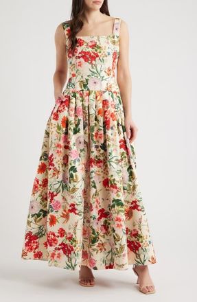 Julia Jordan Floral A-Line Gown in Ivory Multi at Nordstrom, Size 12