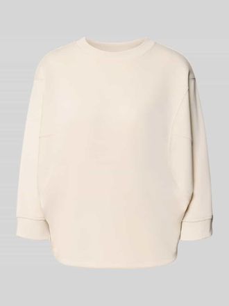 Comma Sweatshirt mit Rundhalsausschnitt und 3/4-Arm in Sand, Gr&ouml;&szlig;e 40