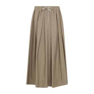 Max Mara Brown Pleated Midi Skirt