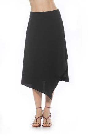 Alexia Admor Jess Asymmetric Midi Skirt in Black at Nordstrom Rack, Size 10