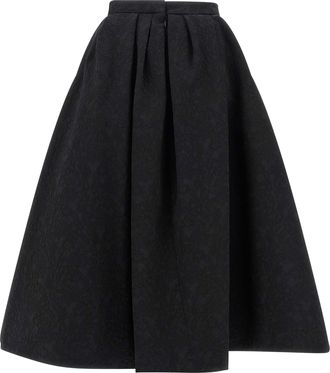 Carolina Herrera Womens Black Cotton Midi Skirt