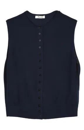 Madewell Button Front Sleeveless Cardigan in Dark Navy at Nordstrom, Size Xx-Large
