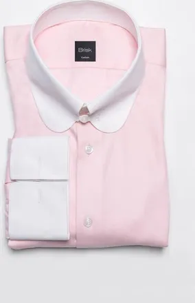 Brisk Twill Pima Cotton Collared Shirt in Light Pink at Nordstrom, Size 15