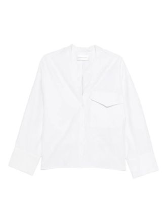 Christian Wijnants pocket V-neck shirt - women - Cotton/Polyamide - 38 - White