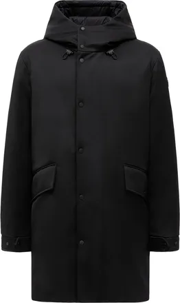 Moncler Merri Reversibe Wool Hooded Long Down Jacket Black Size 1