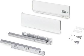 Emuca Caj&oacute;n Exterior Protone 30kg Con Gu&iacute;as De Extracci&oacute;n Total Y Cierre Suave, Altura 131mm, Profundidad 400mm, Acero, Pintado Blanco - Emuca