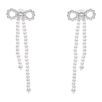 Self Portrait 607E-Pearl Parel Strik Oorbellen - Dames - Oorbellen - Wit - ONE Size - Accessoires