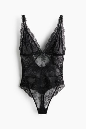 H&M Spitzenbody - Schwarz