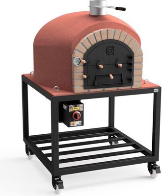 Movelar Horno De Le&ntilde;a Exterior De Obra Vesuvius (burdeos - 120 X 120 X 165 Cm) - Horno Tradicional De Gran Tama&ntilde;o, Aislado Con Corcho, Cocci&oacute;n Le&ntilde;a, 3 Mantas 