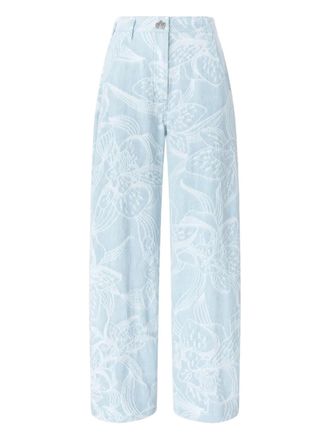 Genny floral-print wide-leg jeans - Blue
