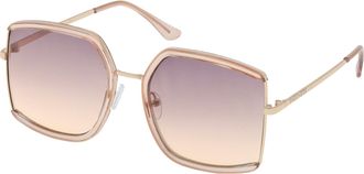Skechers Womens Se00051 Rectangular Sunglasses, Beige, 58mm