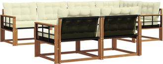 vidaXL Conjunto De Sof&aacute;s De Exterior 7 Uds. Natural Y Crema Vidaxl