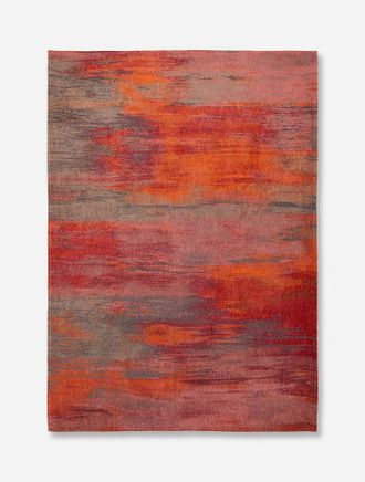Louis De Poortere Monetti Design - Alfombra Contempor&aacute;nea Atlantic - Hecha En B&eacute;lgica - Acabado A Mano - Antideslizante Natural - Algod&oacute;n - Poli&eacute;ster - Rojo Hibisco - 2