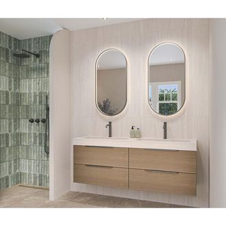 Bernacchini SP34 Spiegel - 50x100cm - ovaal - directe en indirecte LED - geborsteld metal black