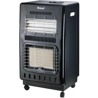 Royal Stufa a gas GPL ad infrarossi e Elettrico Ventilata 4,2 Kw con ruote e sistema di sicurezza e kit Incluso ITA ECM Nero