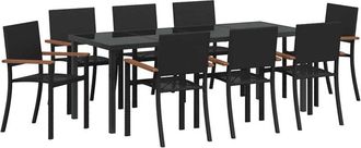 vidaXL Garden Dining Set 9 pcs Black Powder-Coated Steel vidaXL