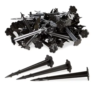 Relaxdays Relaxdays - 1000x Picchetti Di Plastica Da 11 Cm, Picchetti Di Ancoraggio, Per Teli Da Giardino, L: 11,5 Cm Ca., Nero