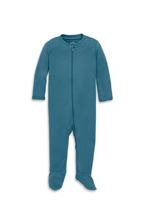 primary Baby Organic Zip Footie In Solid in Slate Blue at Nordstrom, Size Newborn