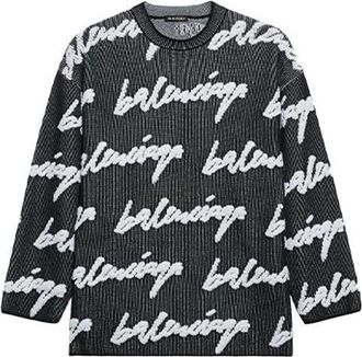 Balenciaga 3D Scribble Crewneck Cotton Knit Black 625985T31801070