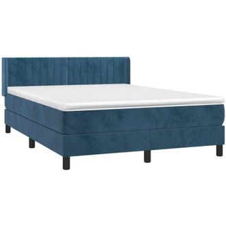 vidaXL Cama Box Spring Con Colch&oacute;n Terciopelo Azul Oscuro 140x200 Cm Vidaxl
