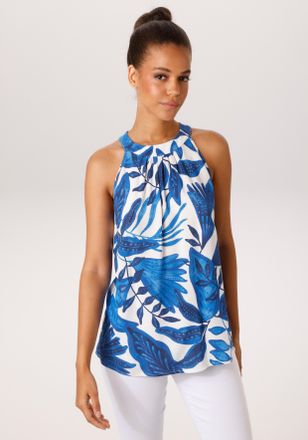 Aniston Blusentop ANISTON CASUAL, Damen, Gr. 36, wollwei&szlig;, nachtblau, blau, t&uuml;rkis, hellblau, Web, Obermaterial: 100% Viskose, bedruckt, figurumspielend h&uuml;ftl