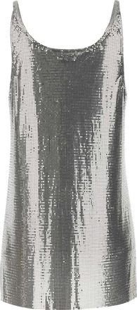 Paco Rabanne Womens Silver Metal Knit Top Exterior: Aluminium Maglie Sweater
