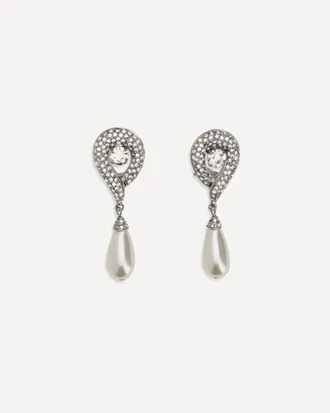 Alessandra Rich Orecchini di cristallo con perla pendente Woman UNI