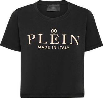 Philipp Plein T-Shirt Ronde Hals SS Crop Iconic - Dames - T-shirts - Zwart - S - Katoen - Tops